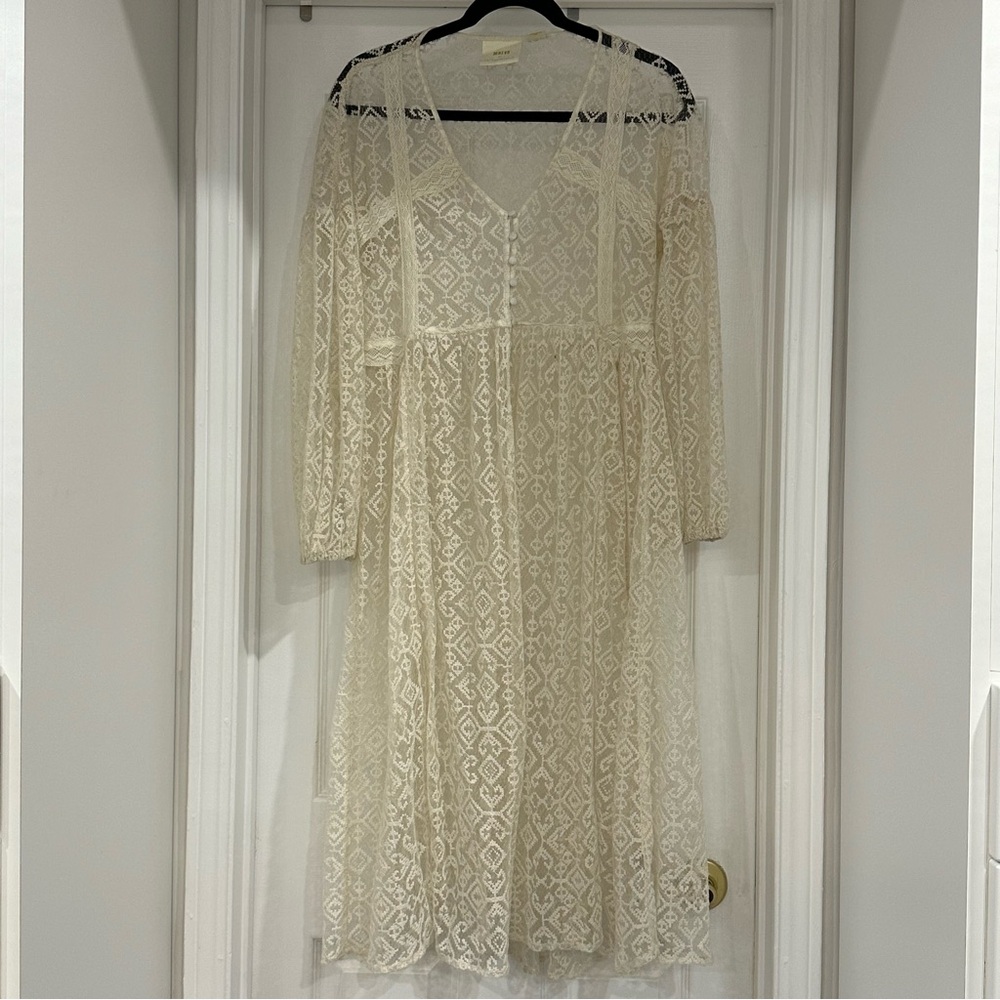 Maeve by Anthropologie ivory shimmering sheer coverup/duster size XS
